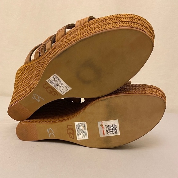 UGG Melinda Strappy Platform Sandals Slip On Wedges Tan Leather Size 11 - Picture 9 of 13
